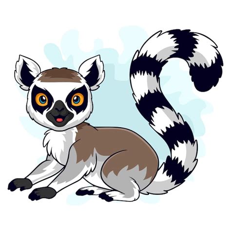 Premium Vector Cartoon Funny Lemur Isolated On White Background