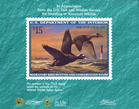 Rw Federal Duck Stamp Certificate Of Appreciation Card Rw