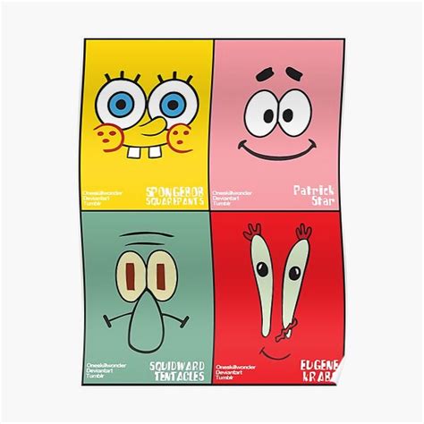 Spongebobpatrickkrabssquidwards Face Meme Collage Poster By Vintagebenjamin Redbubble