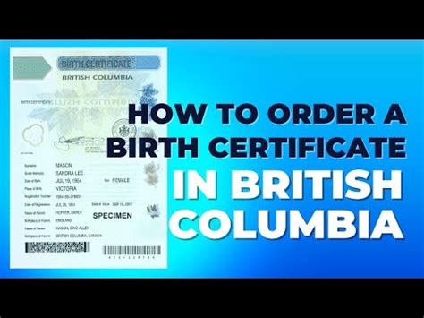 How To Order A Birth Certificate In British Columbia Youtube