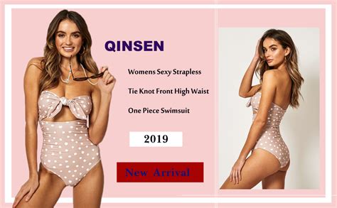 Qinsen Woman S One Piece Swimwear Sexy Tie Knot Front Cutout High Waist