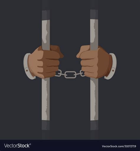 Arms Male Prisoner In Handcuffs Holding Jail Vector Image