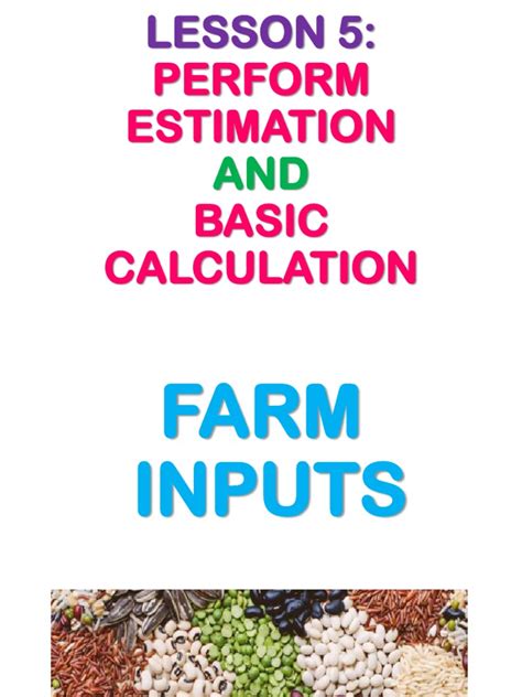 Lesson 5 Farm Inputs