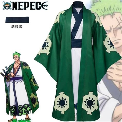 Cosplay Anime One Piece Wano Country Roronoa Zoro Cosplay Costume Green ...