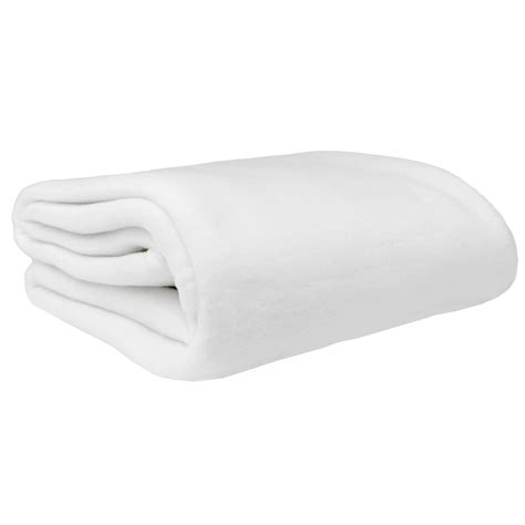 Premium White Polar Fleece Blankets Breathable Washable Fast Drying