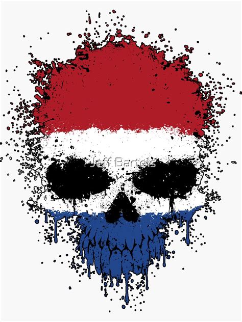 Chaotic Dutch Flag Splatter Skull Sticker By JeffBartels Redbubble