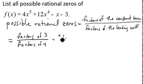 Use The Rational Zero Theorem To List Possible Rational Zeros Youtube