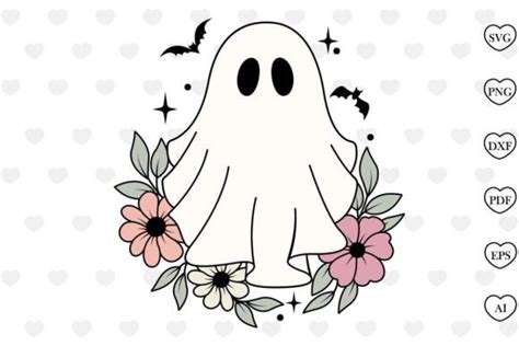 Floral Ghost Svg Halloween Svg Graphic By Tadashop Design Creative