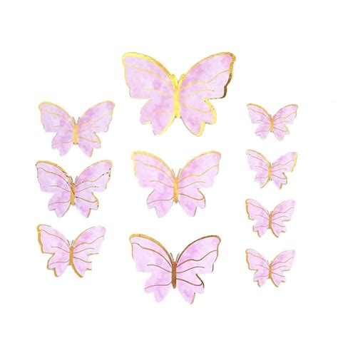 Hand Painted Pink Stripe Gold Butterfly Cake Topper Pack Of 10 Cake Toppers From Cake Thrive Uk