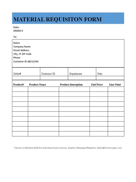 Material Requisition Form | PDF