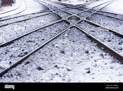 Diamond Crossing Railroad Tracks In Rochelle Illinois Stock Photo Alamy