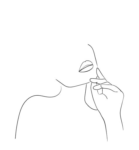 Femme D Art De Ligne Minimale Avec La Main Sur Le Visage Dessin De