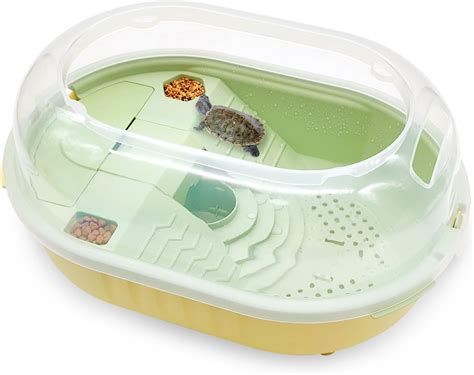 kathson Tanque de tortugas con plataforma plástico para reptiles con