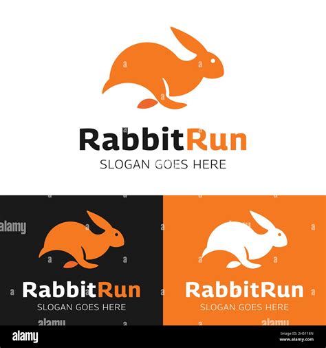 Simple Flat Running Rabbit Logo Design Template Suitable For Rabbit