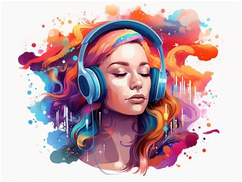 Premium Photo A Woman With Headphones On Her Head