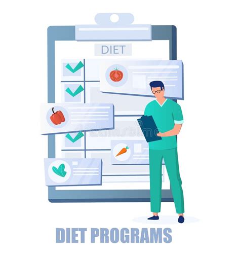 Doctor Nutritionist Planning Diet Program Vector Illustration Weight Loss Program Healthy