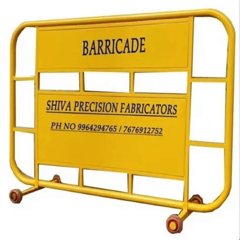 Yellow Mild Steel Metal Police Barricades For Road Safety Surface