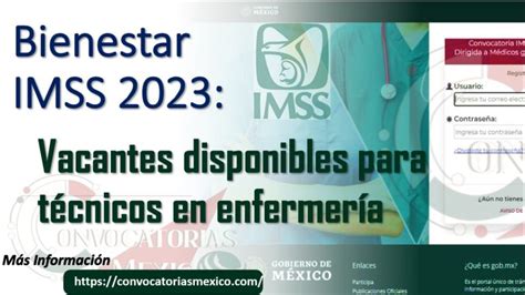 ≫ Bienestar Imss 2023 Vacantes Disponibles Para Técnicos En Enfermería