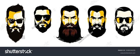 Vector Set Bearded Men Faces Different Stock Vector Royalty Free