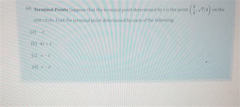 Solved 60. Terminal Points Suppose that the terminal point | Chegg.com