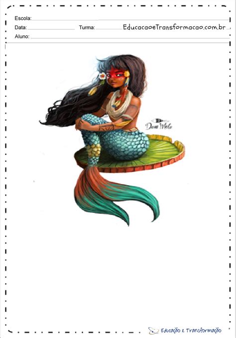 Imagem Da Sereia Iara - Desenhos da Iara para colorir e imprimir - Sereia Iara para pintar