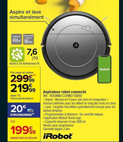 Promo Aspirateur Robot Connect Irobot Chez Carrefour Market