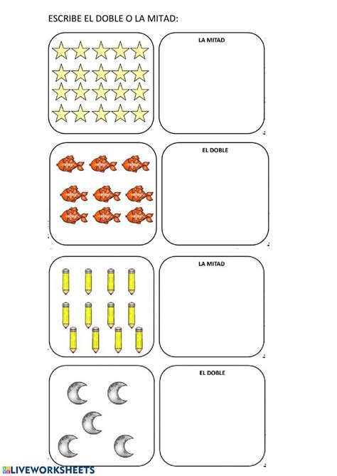 Ficha Interactiva De Doble Y Mitad Para Puedes Hacer Los Ejercicios