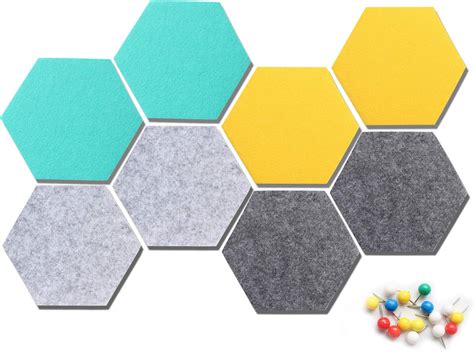 Vancore Felt Tile Board Hexagon Push Pin Board For Wall