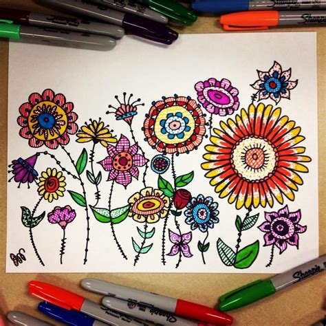 A Garden Of Sharpie Doodle Flowers Oc Sharpie Doodles Flower