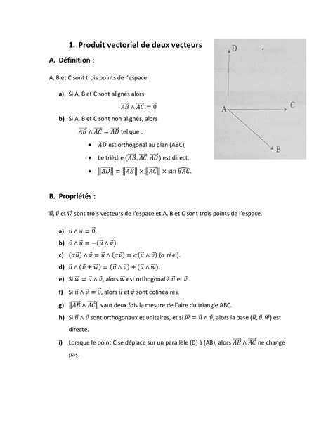 Produit Vectoriel De Deux Vecteurs Docsity