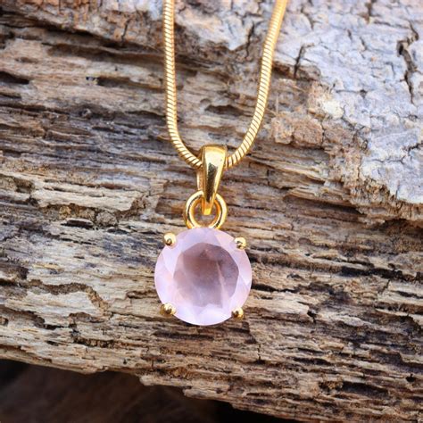 Rose Quartz Pendant Necklaces Statement Necklace 18k Gold Etsy