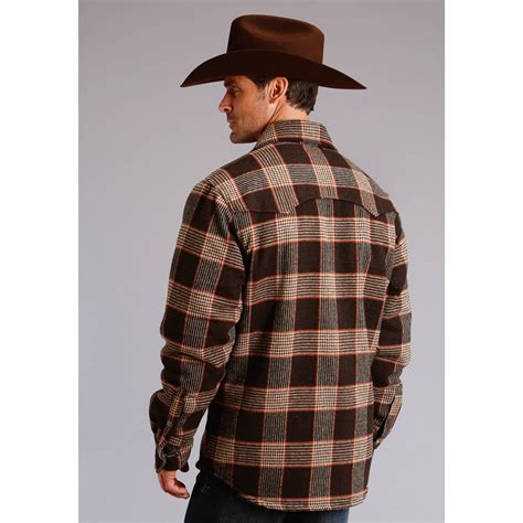 Pungo Ridge Stetson Men S Plaid Quilted Shirt Jacket Brown Men S