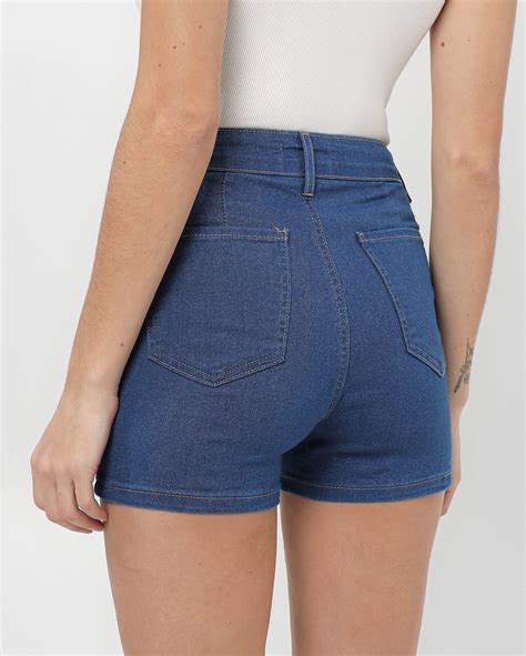 Riachuelo Short Jeans Feminino Hot Pant Cintura Alta Denim M Dio