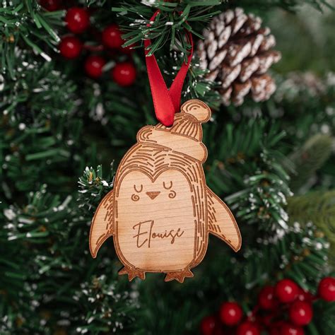 Wooden Penguin Christmas Tree Decoration Porky Penguin
