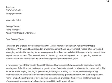 1 Grants Manager Cover Letter Examples With In Depth Guidance