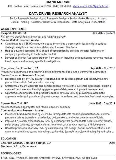 How To Write A Great Research Analyst Resume Rresumeexperts