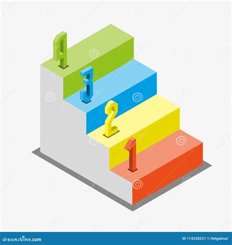 Steps Stair Isometric View Infographic Concept Stock