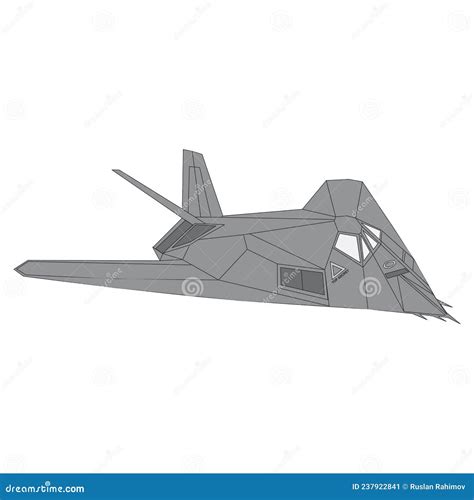 Detailed Isometric Illustration Of An F 117 Nighthawk Stealth Fighter