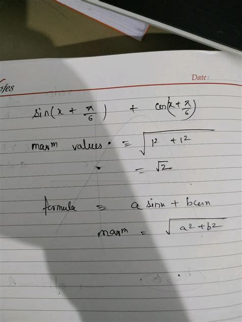 "23. The maximum value of ( sin ( x + pi / 6 ) + cos ( x + pi / 6 ...