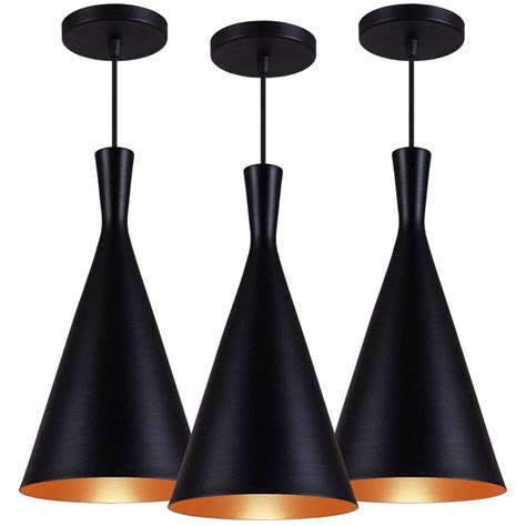 Kit Pendente Lumin Ria Tom Dixon Funil Canad Preto Cobre As