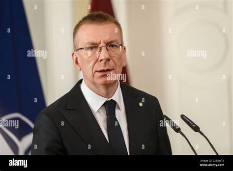 Riga Latvia 11th June 2024 Edgars Rinkevics At Photo President Of Latvia During Press