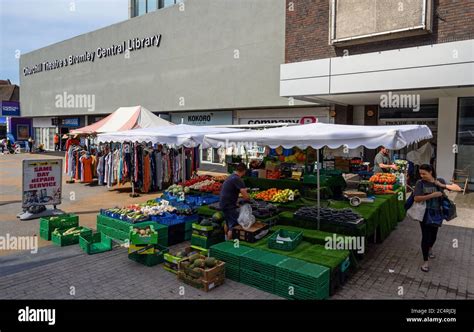 Bromley London In Kent Uk Market Stall Selling Fruit And Vegetables