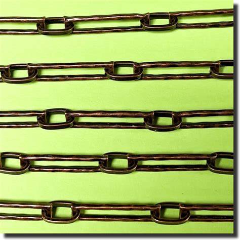 Antique Copper Large Hammered Rectangle Chain | ChainGallery