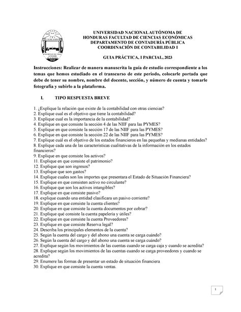 GUIA Estudio I PAC 2023 3 UNIVERSIDAD NACIONAL AUTÓNOMA DE HONDURAS