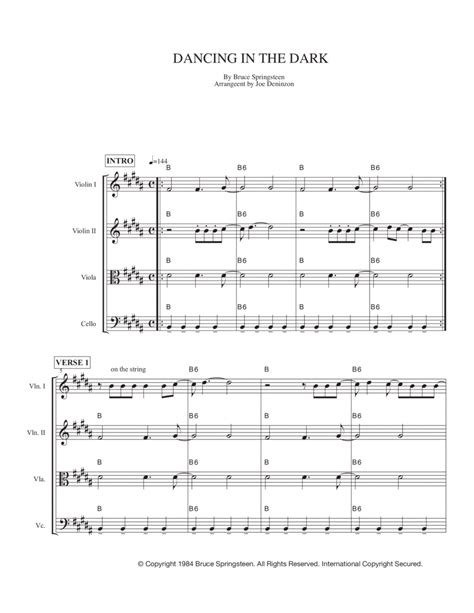 Dancing In The Dark Arr Joe Deninzon By Bruce Springsteen Sheet Music For String Quartet At