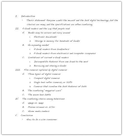 Thesis Statement Outline Template