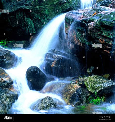 Landscape of a stream on Mount Tai or Taishan Mountain in TaiAn city ...