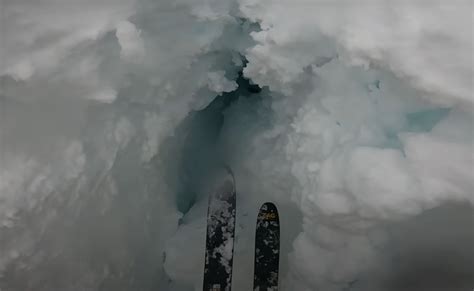 Video Terrifying Moment Skier Falls Into Hidden Glacial Crevasse In