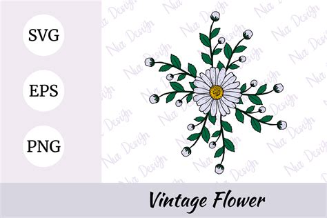 Daisy Flower Illustration Vintage Svg Graphic By Nurdesign99 · Creative