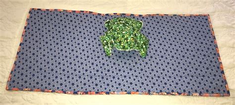 Quilted Table Runner Topper Wall Hanging Reversible Blue Orange And Peach Etsy